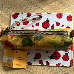 Patricia Nash Gold Floral Wristlet